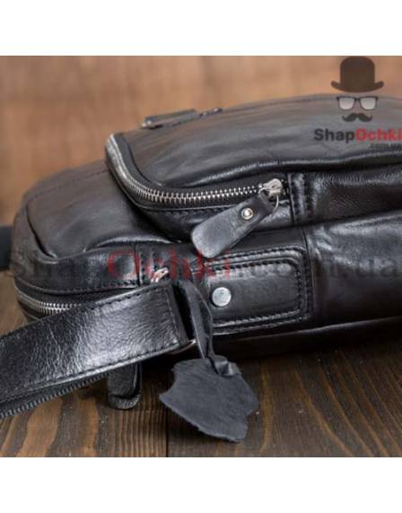 Сумка мессенджер мужская Tiding Bag 6012A, кожа, черная