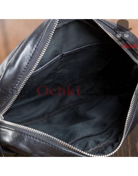 Сумка мессенджер мужская Tiding Bag 6012A, кожа, черная