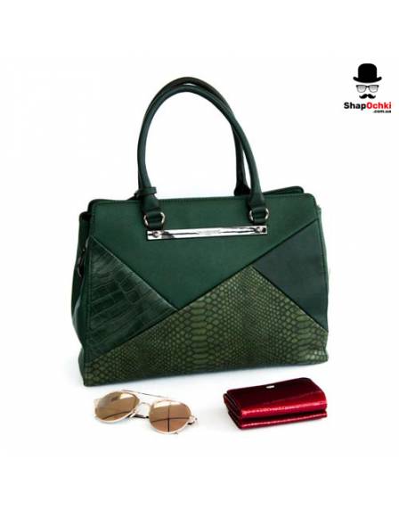 Сумка жіноча David Jones 5225-2, екошкіра, зелена, брелок