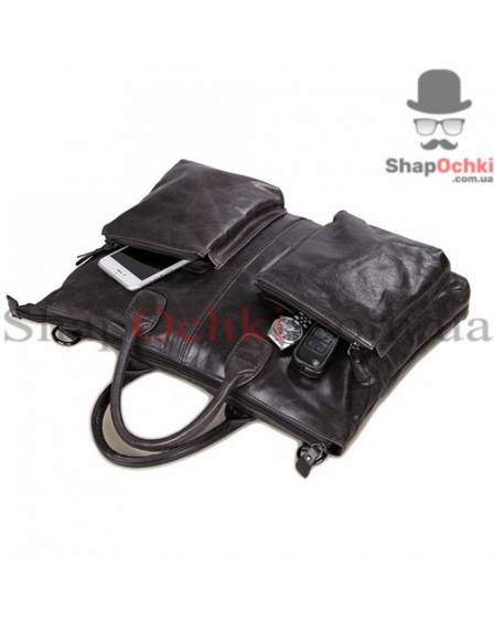 Сумка чоловіча Tiding Bag 7241J, шкіра, сіро-коричнева