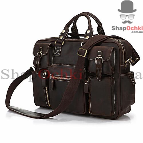 Сумка мужская Tiding Bag 7028R,  кожа,  кофейная