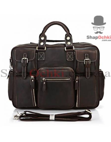 Сумка чоловіча Tiding Bag 7028R, шкіра, кофейна