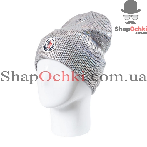 Шапка женская Moncler,  Джази,  светло-серый+перламутр
