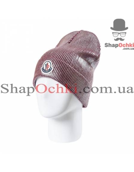 Шапка жіноча Moncler, Джазі, колір бордо+срібло