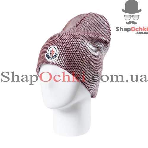 Шапка женская Moncler,  Джази,  цвет бордо+серебро