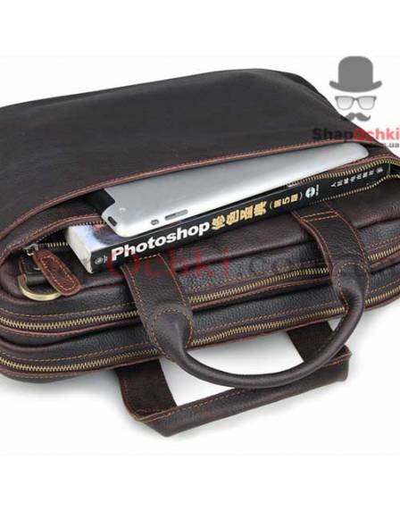 Сумка чоловіча Tiding Bag 7092Q, шкіра, темно-коричнева
