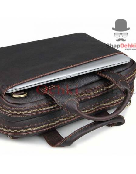 Сумка чоловіча Tiding Bag 7092Q, шкіра, темно-коричнева