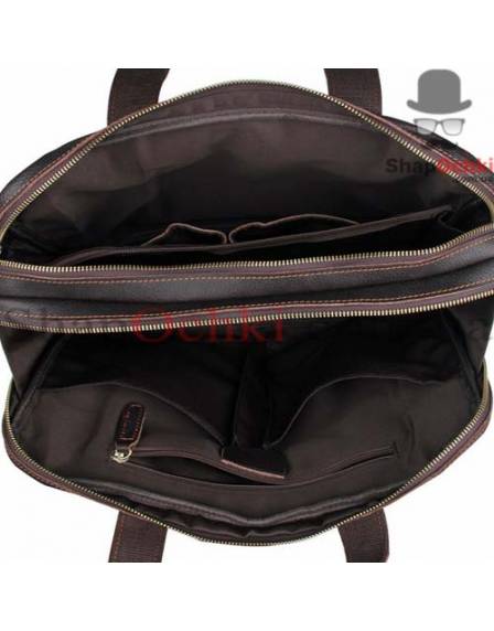 Сумка чоловіча Tiding Bag 7092Q, шкіра, темно-коричнева