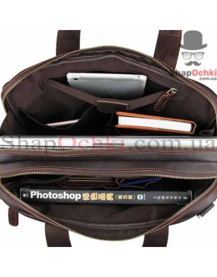 Сумка чоловіча Tiding Bag 7092Q, шкіра, темно-коричнева
