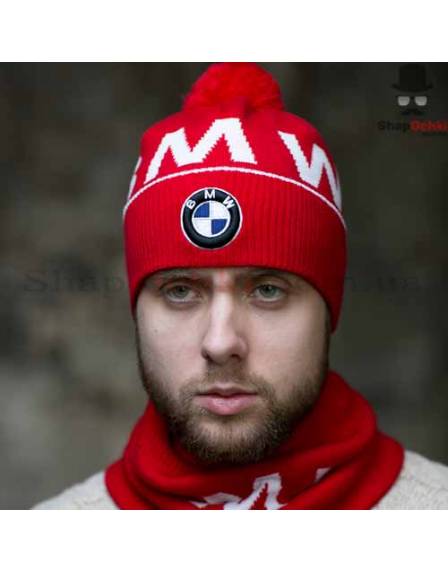 Комплект чоловічий (шапка+шарф) Gunner, BMW, червоний