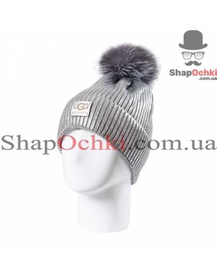 Шапка жіноча UGG, Ріана, світло-сірий+срібло