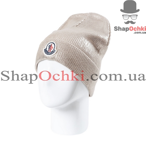 Шапка женская Moncler,  Джази,  цвет  светло-бежевый+светлое золото