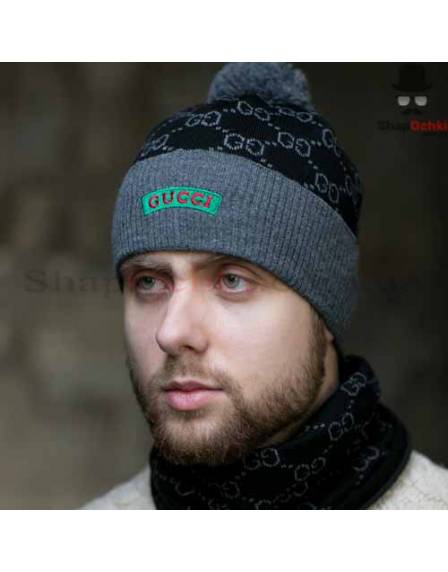 Комплект чоловічий (шапка+шарф) Gunner, Gucci