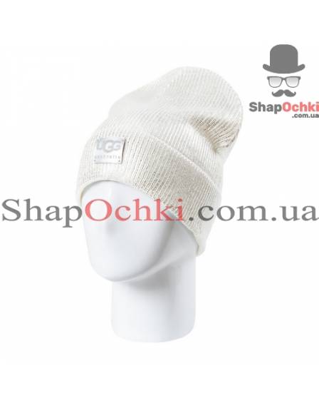 Шапка жіноча UGG, Джазі, колір білий+срібло
