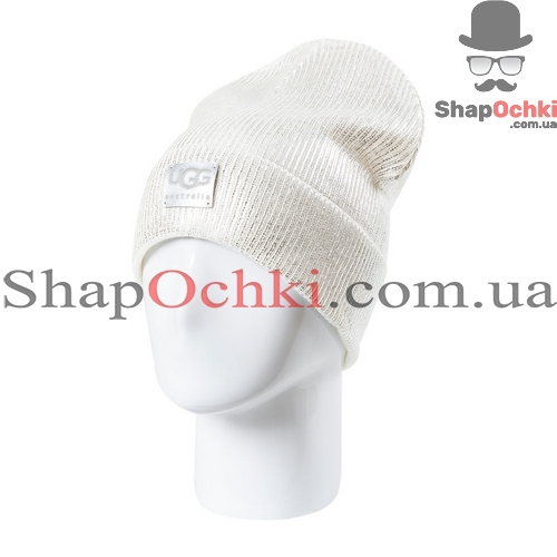 Шапка женская UGG,  Джази,  цвет  белый+серебро