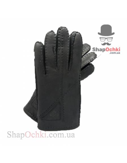 Перчатки шкіряні чоловічі 22183 Warmen,чорні,зовнішній шов