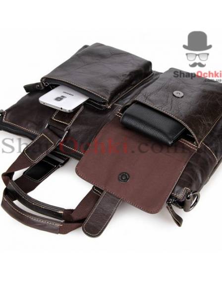 Сумка чоловіча Tiding Bag 7264J, шкіра, сіро-коричнева