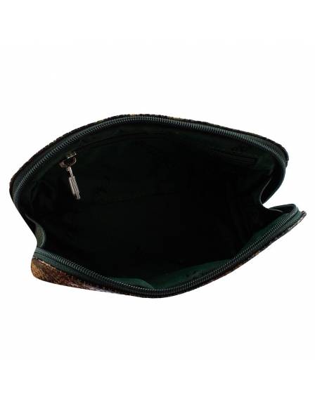 Косметичка шкіряна CANPEL 205-586 чорно-зелена змія