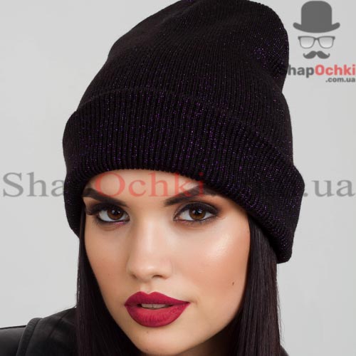 Шапка женская Caskona,  Peri 2 F Uni Lux,  черный/фиолетовый