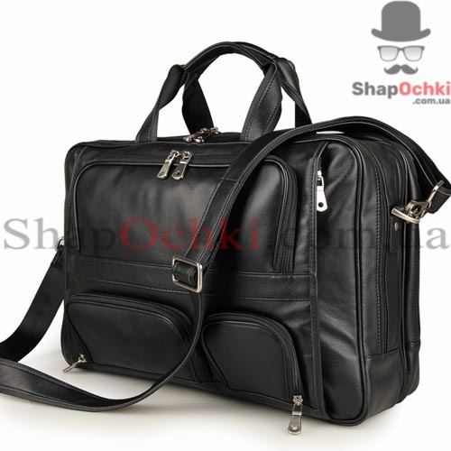 Сумка мужская Jasper&Maine 7289A,  кожа,  черная