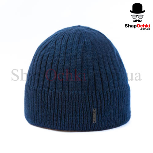 Шапка мужская 3*1 с подкладом 5022, синяя, резинка