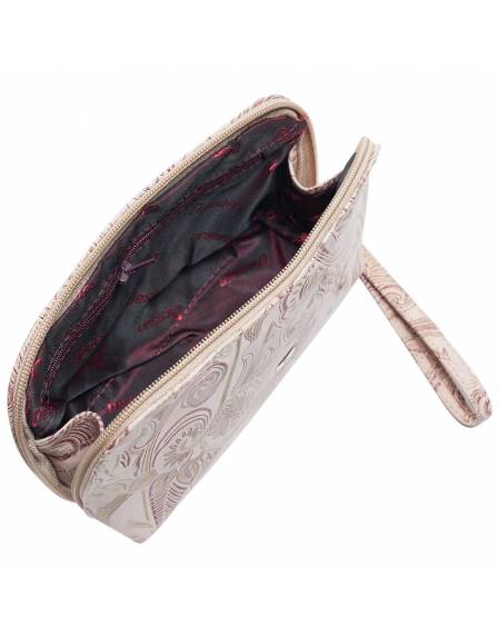 Косметичка Desisan, 1-709, кожа, бежевые цветы
