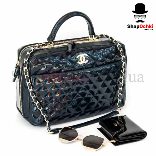 Сумка женская Chanel 9614-L,  лак,  синяя