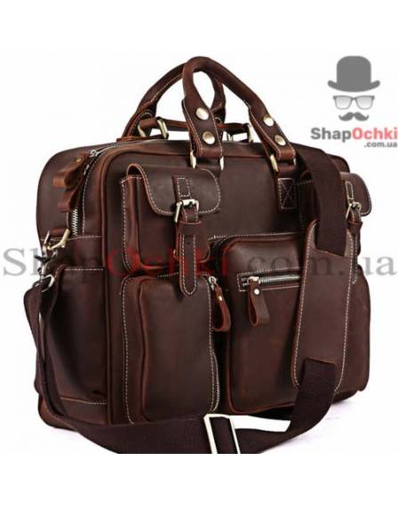 Сумка чоловіча Tiding Bag 7028R-1, шкіра, кофейна