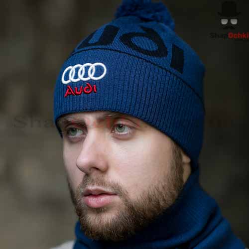 Комплект мужской (шапка+шарф) Gunner,  Audi,  синий
