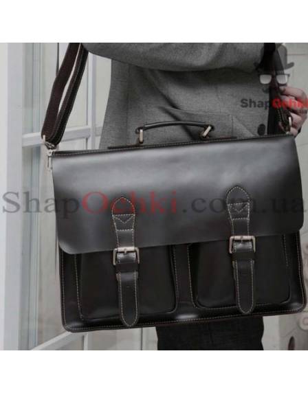 Портфель чоловічий Tiding Bag 7105A, шкіра, чорний