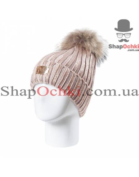 Шапка жіноча UGG, Джуді, стрази, пудра+пудра