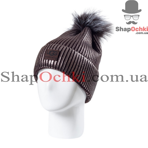 Шапка жіноча UGG,  Ріана,  колір шоколад+бронза