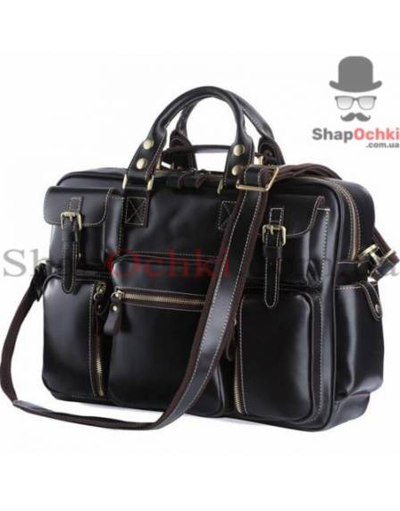Сумка чоловіча Tiding Bag 7028A, шкіра, чорна