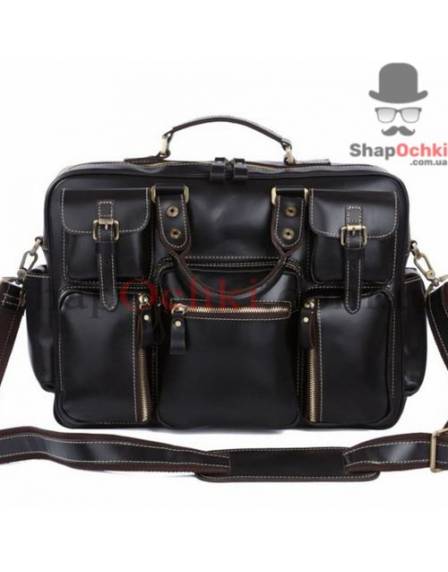 Сумка чоловіча Tiding Bag 7028A, шкіра, чорна