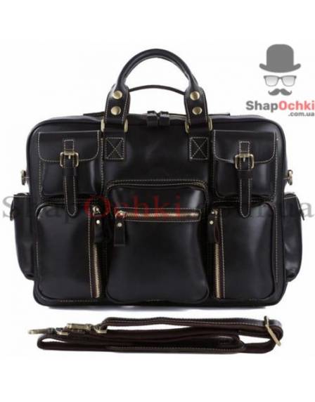 Сумка чоловіча Tiding Bag 7028A, шкіра, чорна