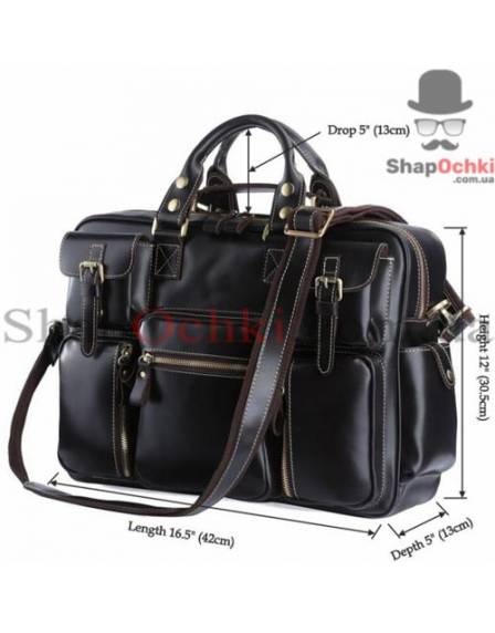 Сумка чоловіча Tiding Bag 7028A, шкіра, чорна