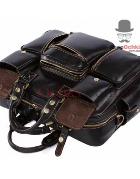 Сумка чоловіча Tiding Bag 7028A, шкіра, чорна