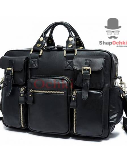 Сумка мужская Tiding Bag 7028A-1, кожа, черная