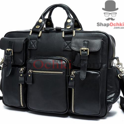 Сумка мужская Tiding Bag 7028A-1,  кожа,  черная