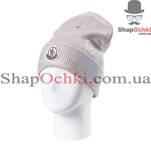Шапка женская Moncler,  Джази,  цвет пудра+перламутр