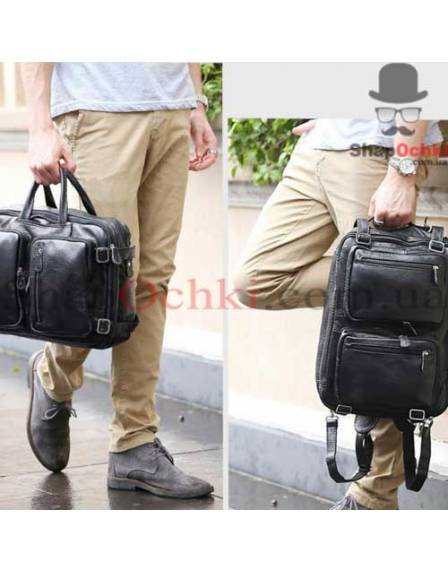 Сумка рюкзак чоловіча Tiding Bag M2217A, шкіра, чорна