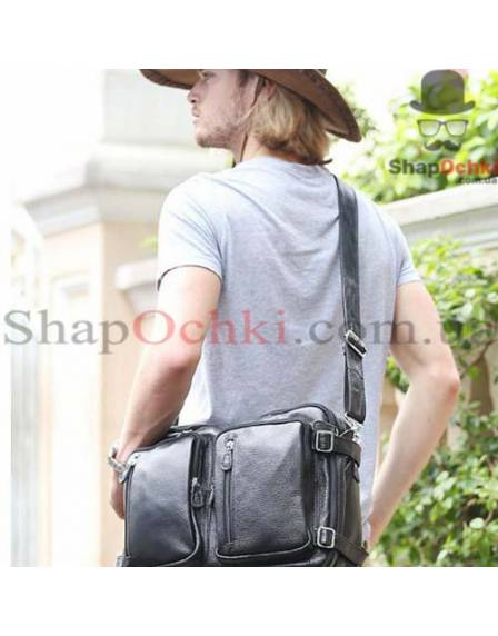 Сумка рюкзак чоловіча Tiding Bag M2217A, шкіра, чорна