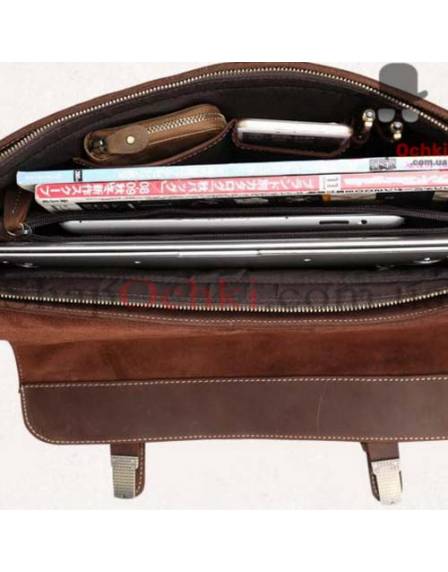 Портфель мужской Tiding Bag t8069DB, кожа, темно-коричневый