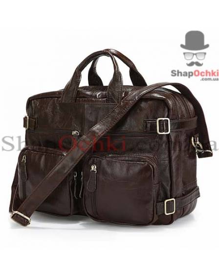 Сумка рюкзак чоловіча Jasper&Maine 7061C, шкіра, темно-кофейна
