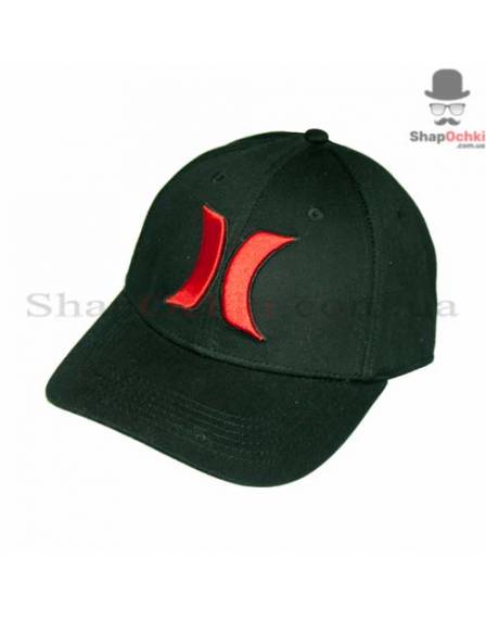Бейсболка чоловіча Flexfit, Hurley, чорна, червоний логотип