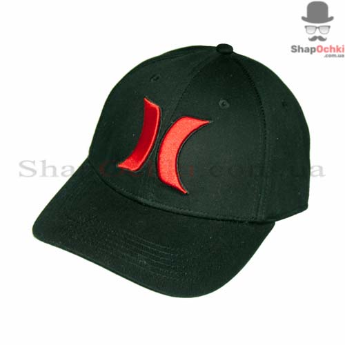 Бейсболка чоловіча Flexfit,  Hurley,  чорна,  червоний логотип