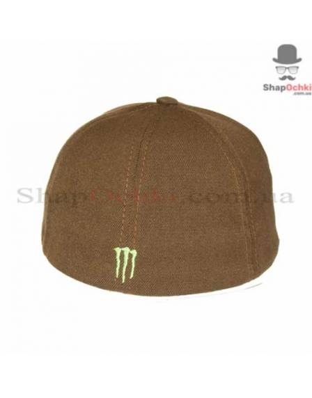 Кепка мужская Monster Energy, коричневая, бело-зеленый логотип