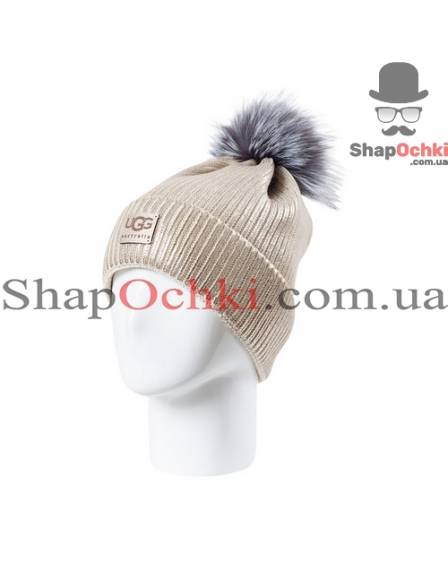 Шапка жіноча UGG, Ріана, світло-бежевий+світле золото