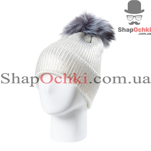 Шапка жіноча Ріана,  колір  білий+срібло