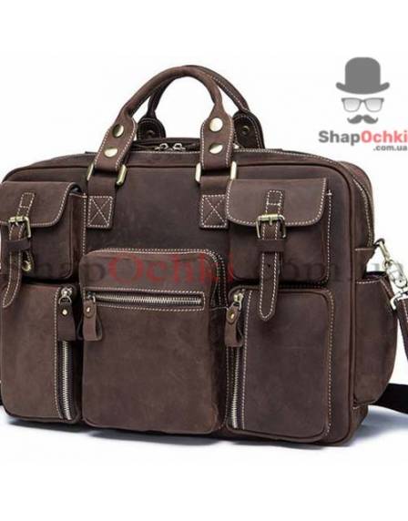 Сумка мужская Tiding Bag 7028В, кожа, коричневая